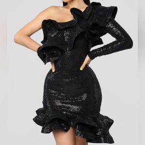 Fashion Nova Throwin’ Shade Ruffle Sequin Dress